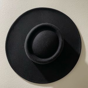 Black Wide Rim Boater Hat